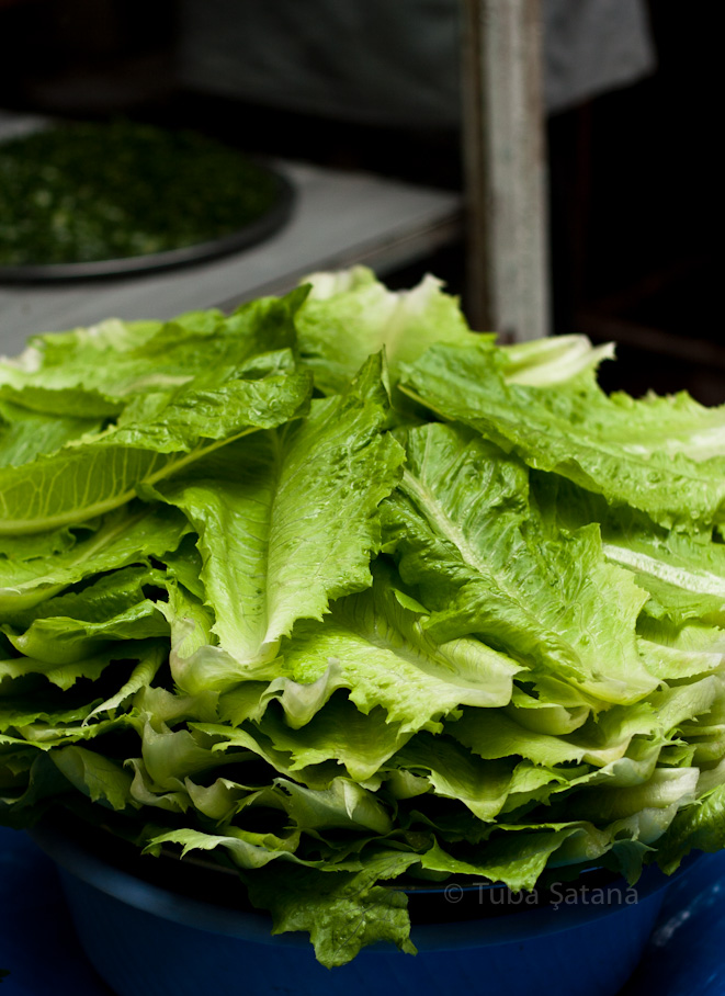 lettuce for çiğköfte, street food at Diyarbakır, by Tuba Şatana